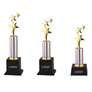 Customized Triple Star Metal Corporate Event Trophies